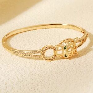 Anthropologie Gold Bracelet with Green Details